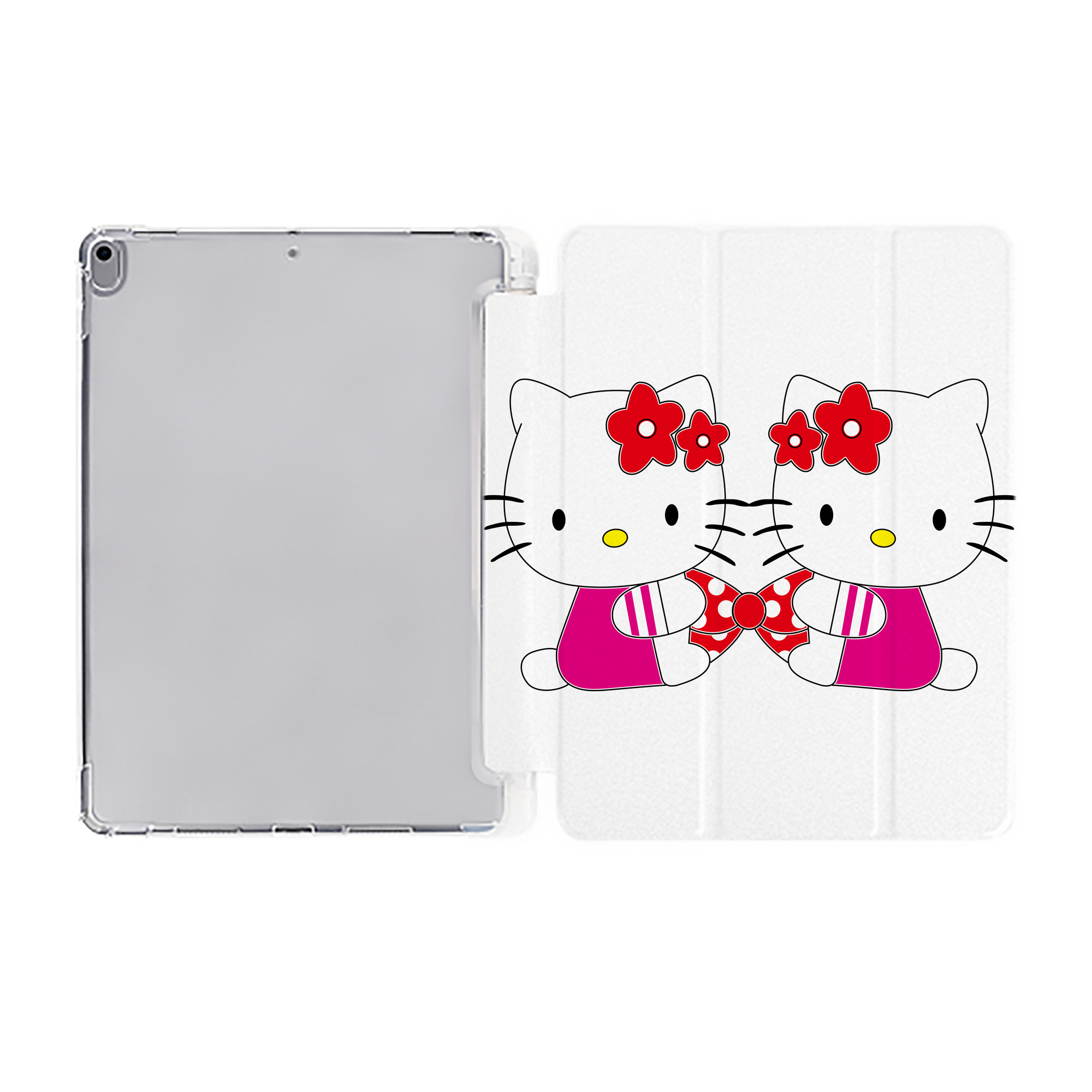 （画像用） Hello Kitty ハローキティ IPad ケース ペン収納付き 三つ折りスタンド PUレザー×シリコン 対応機種9.5/10.5/10.9インチ